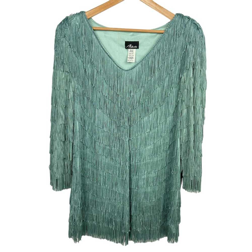 Vintage Nightworks Fringe Tunic Plus Size 18W Aqu… - image 1