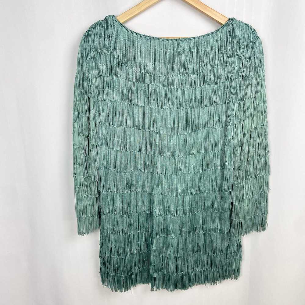 Vintage Nightworks Fringe Tunic Plus Size 18W Aqu… - image 5