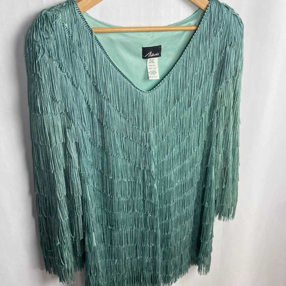 Vintage Nightworks Fringe Tunic Plus Size 18W Aqu… - image 6