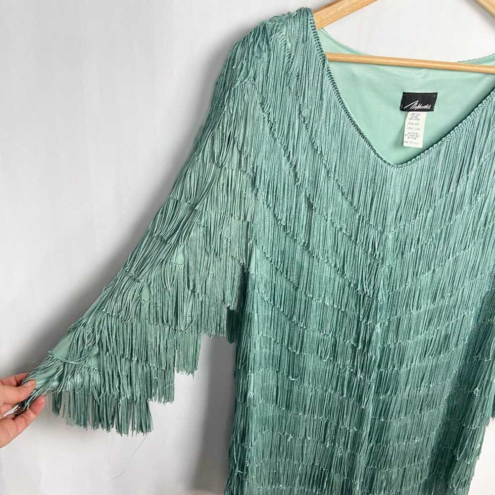 Vintage Nightworks Fringe Tunic Plus Size 18W Aqu… - image 8