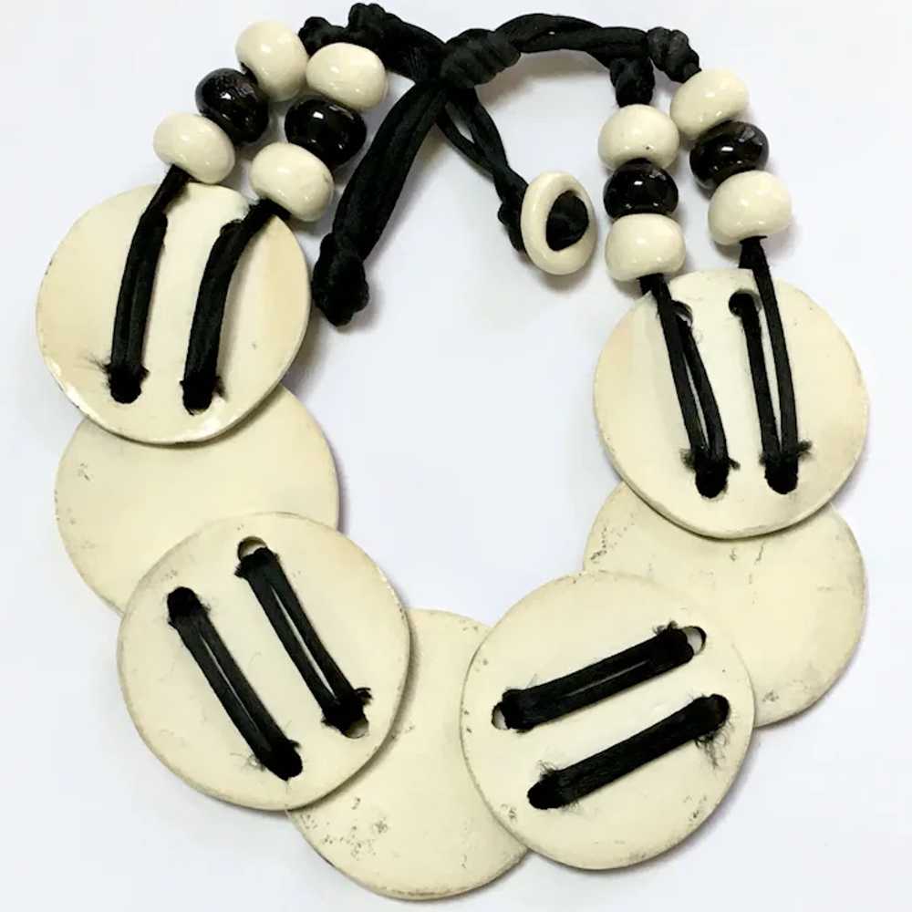 Black & White Stripe Ceramic Big Disc Choker Neck… - image 6