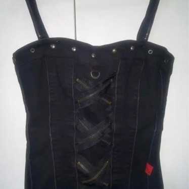 Tripp Black Lace-Up Bustier Vintage - image 1