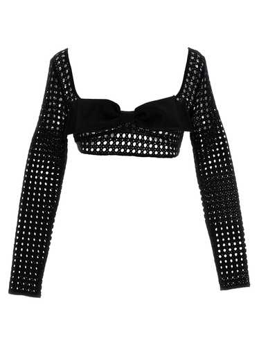 Giambattista Valli Cropped Macramé Bow Top - image 1