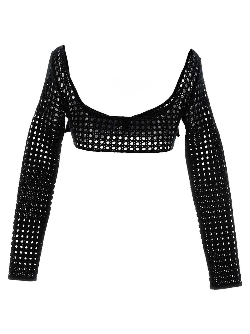 Giambattista Valli Cropped Macramé Bow Top - image 2