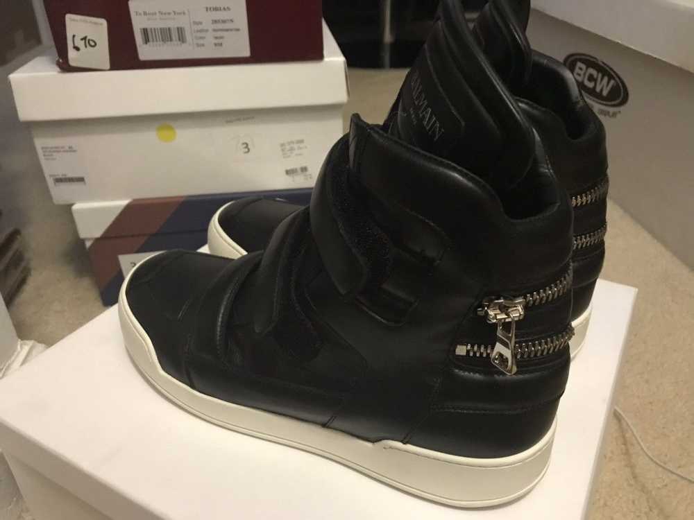 Balmain BALMAIN High Top Leather Sneakers Black S… - image 4