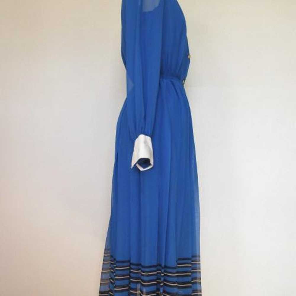 Vintage ♪ Retro Blue Chiffon Mod One Piece Dress … - image 4