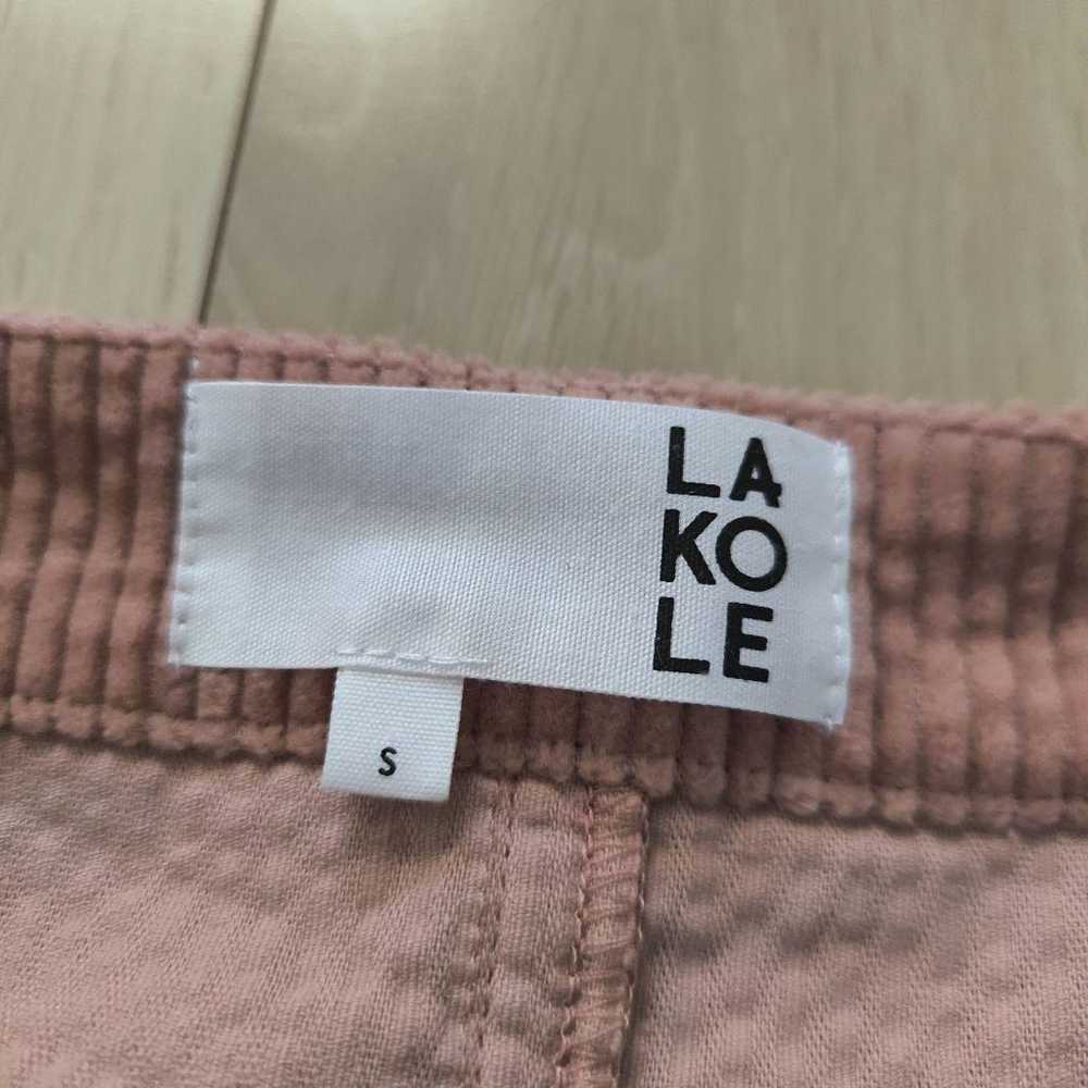 LAKOLE Pink Corduroy Sleeveless Suspender One-pie… - image 3