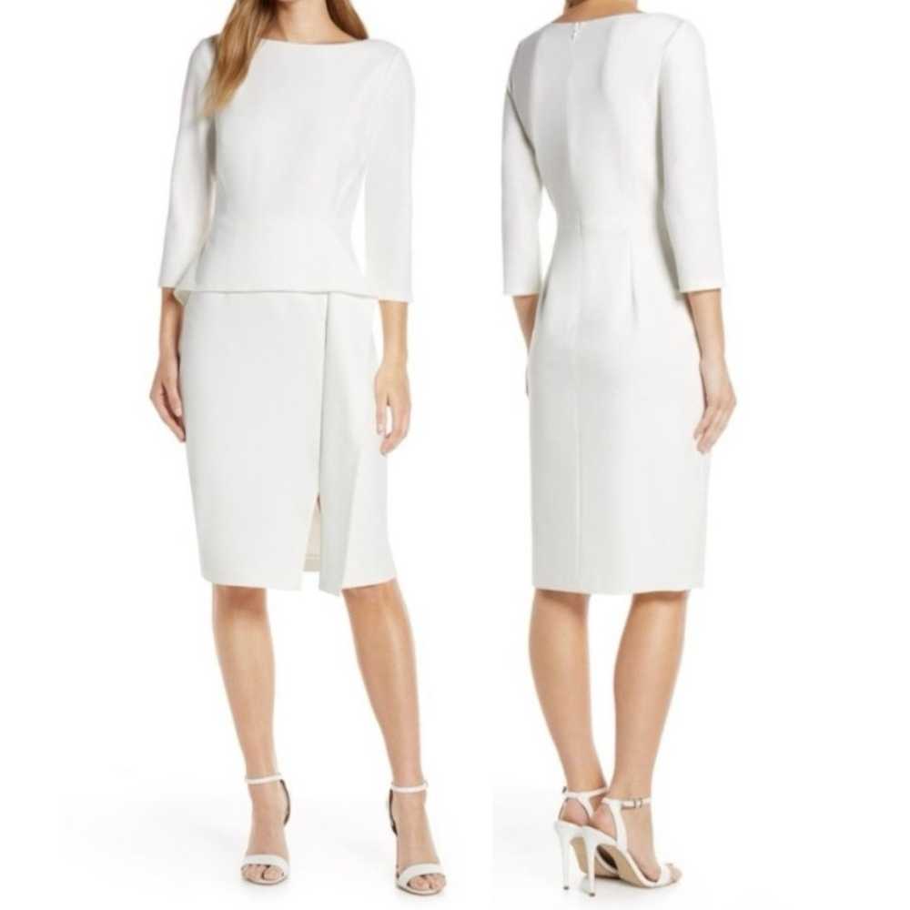 VINCE CAMUTO White Peplum Three Quarter Sleeve Kn… - image 1