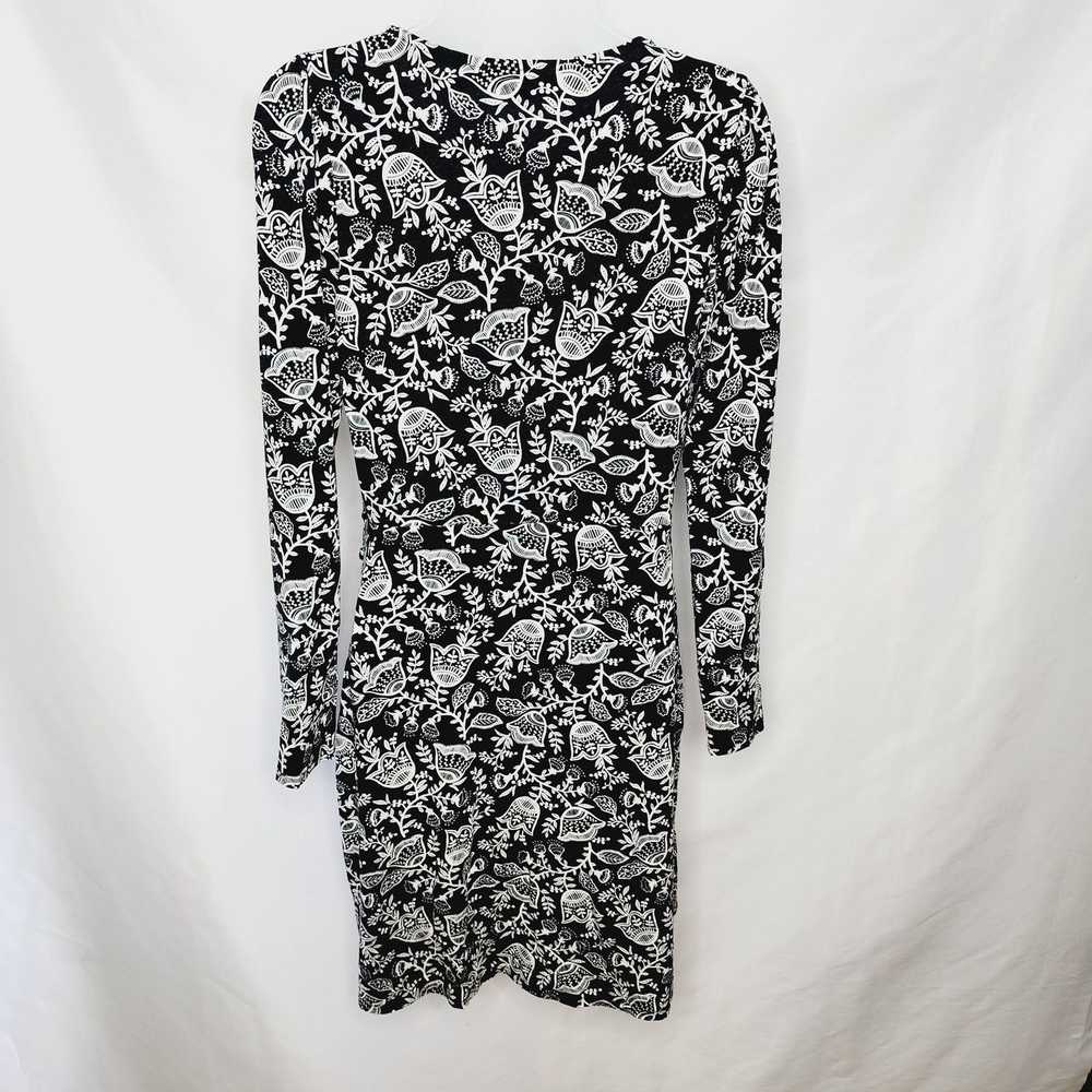 Boden Boden Black & White Floral Long Sleeve Ruch… - image 11