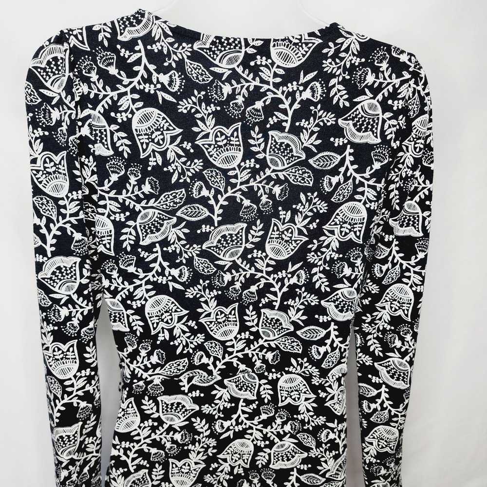 Boden Boden Black & White Floral Long Sleeve Ruch… - image 12