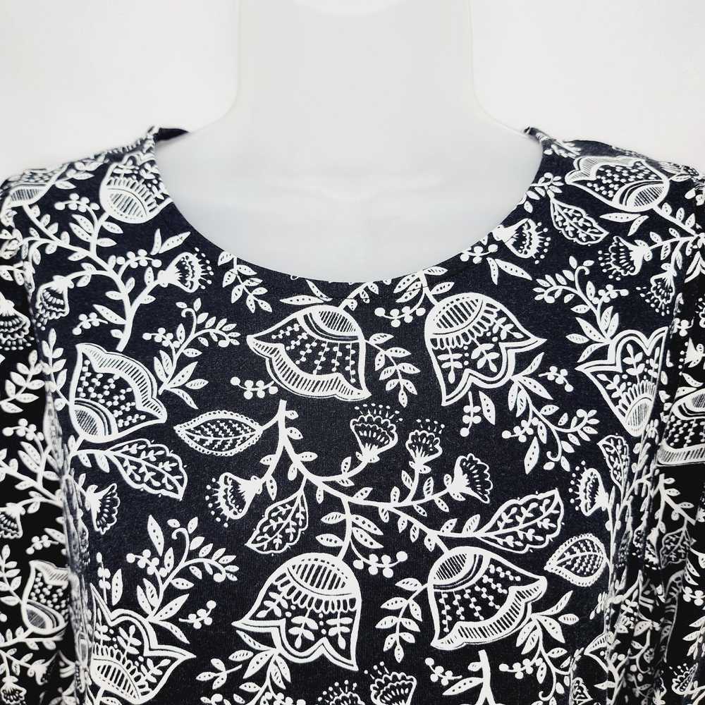 Boden Boden Black & White Floral Long Sleeve Ruch… - image 4