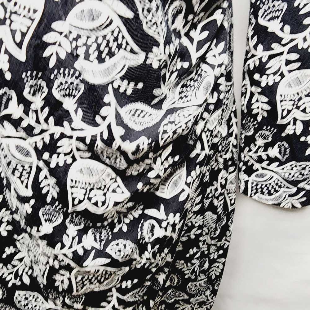 Boden Boden Black & White Floral Long Sleeve Ruch… - image 6