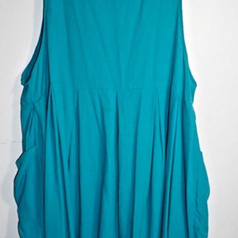 Vintage Caroline Wells Sleeveless Teal Dress Gold… - image 3