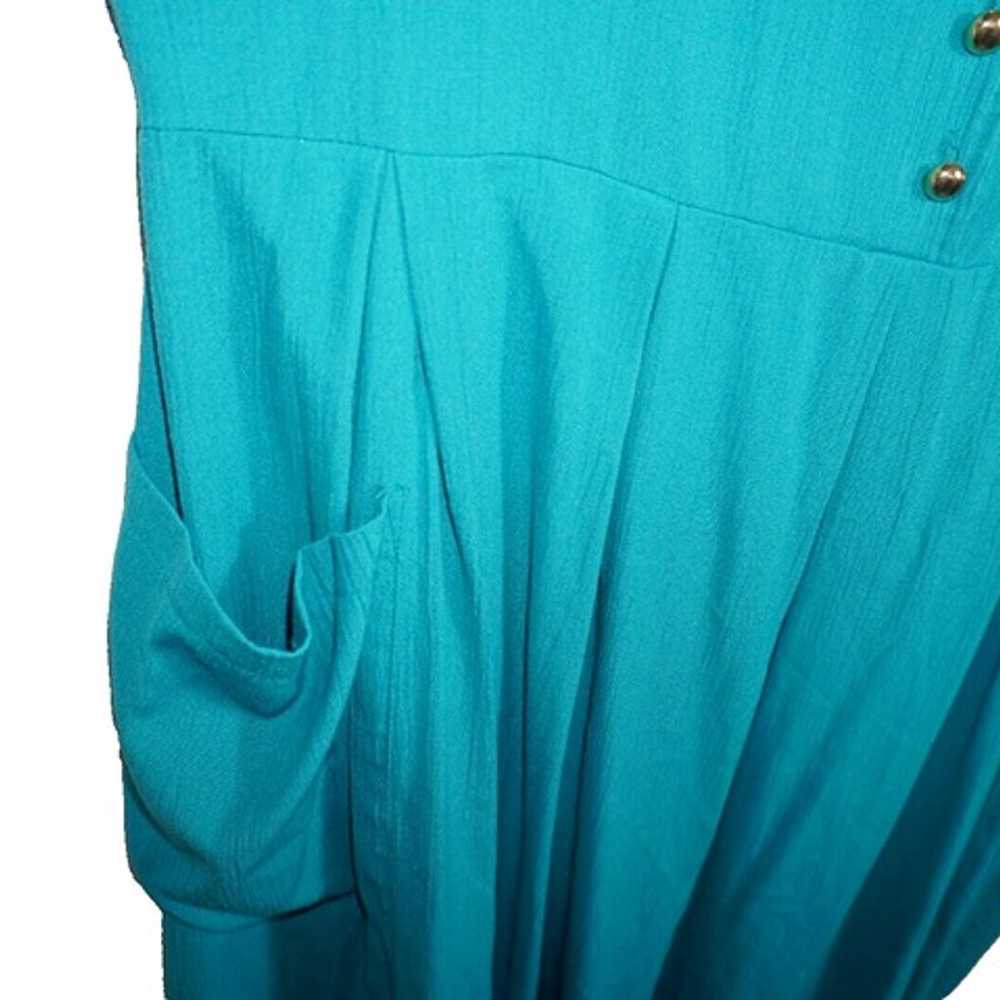 Vintage Caroline Wells Sleeveless Teal Dress Gold… - image 7