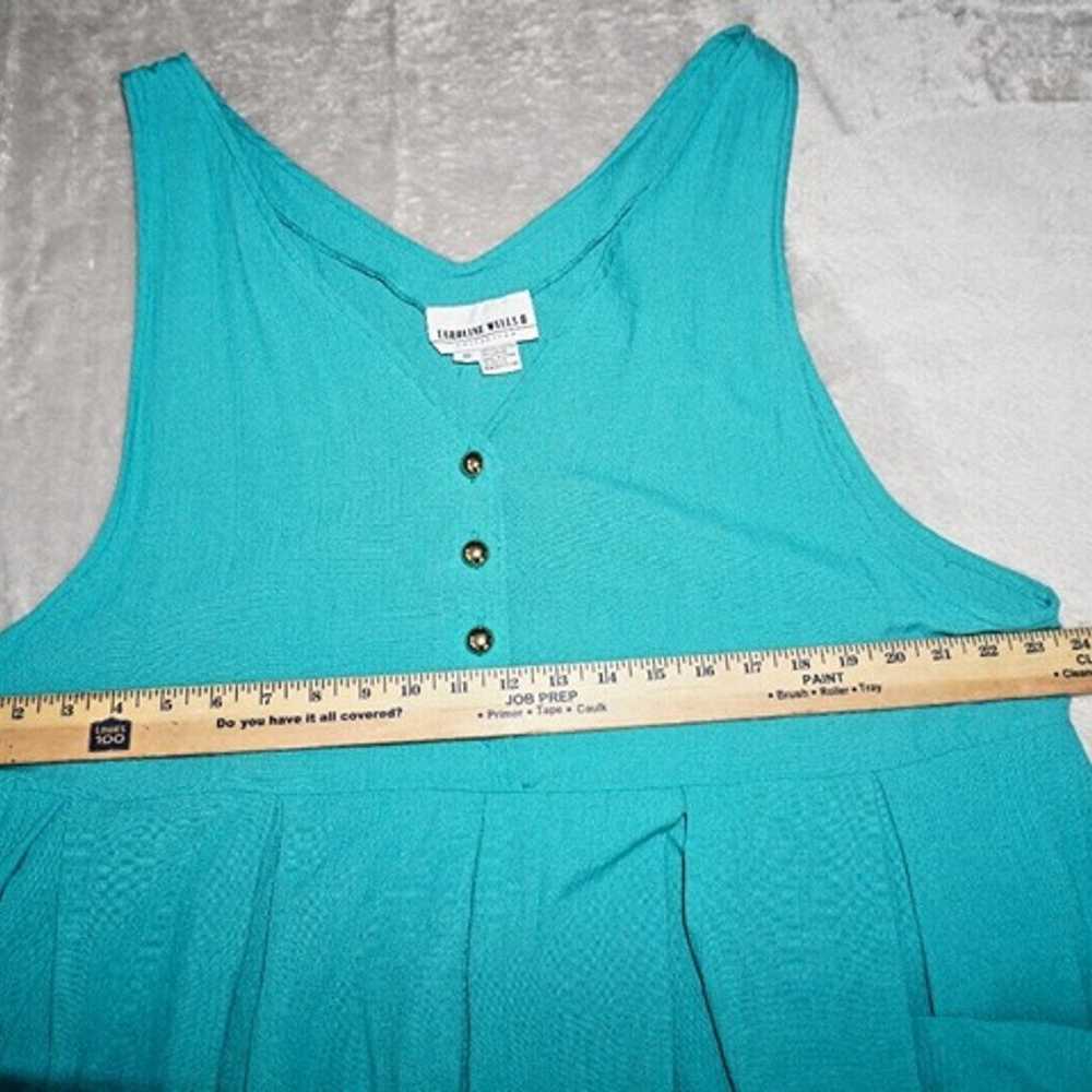 Vintage Caroline Wells Sleeveless Teal Dress Gold… - image 8