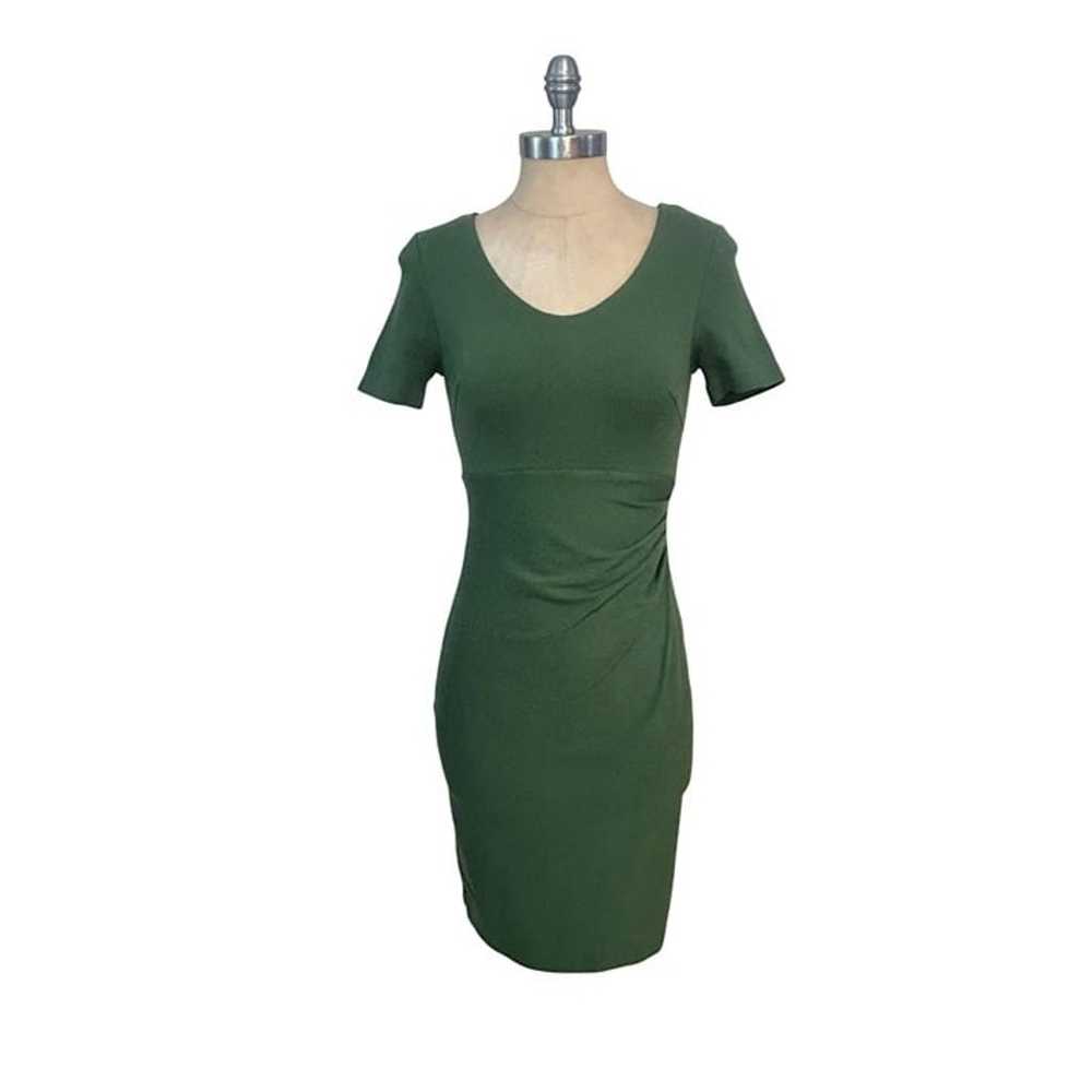 Boden Green Short Sleeve Bodycon Dress With Ruche… - image 1