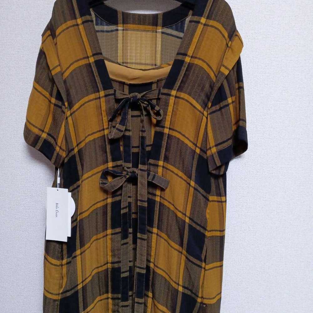 Checkered Short Sleeve Long Shirt Dress Size 0 - image 2