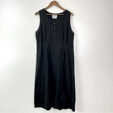 Flax Linen Sleeveless Midi Dress Black Size M - image 1