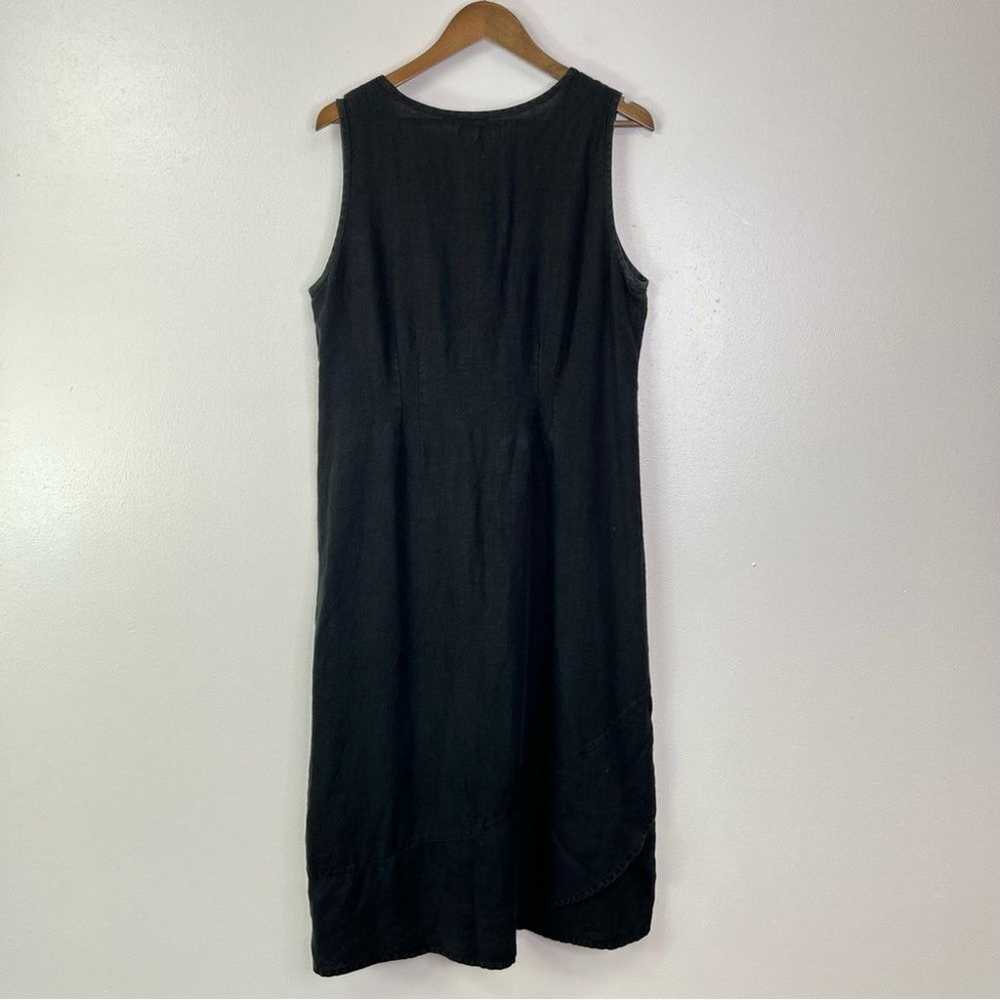 Flax Linen Sleeveless Midi Dress Black Size M - image 5