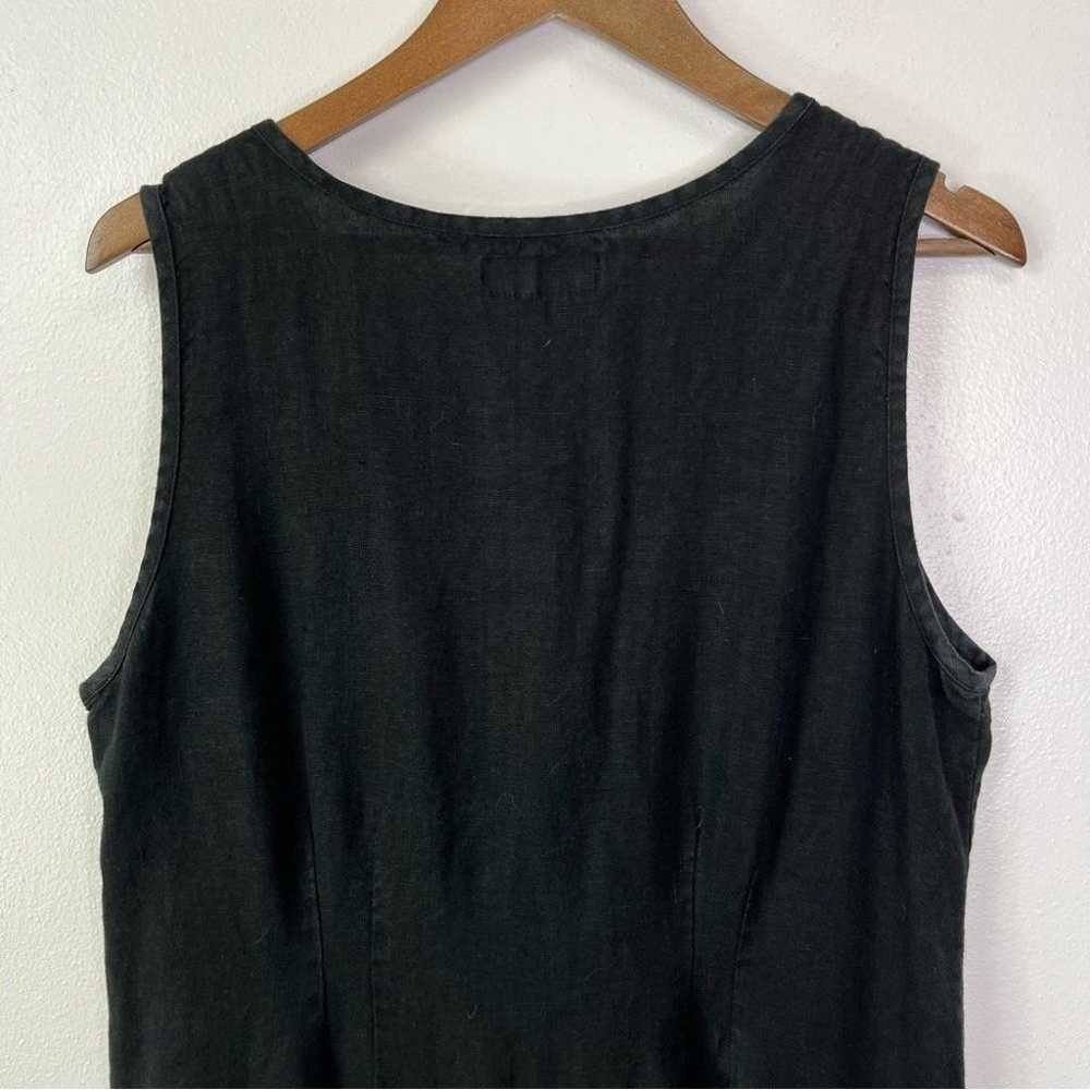 Flax Linen Sleeveless Midi Dress Black Size M - image 6