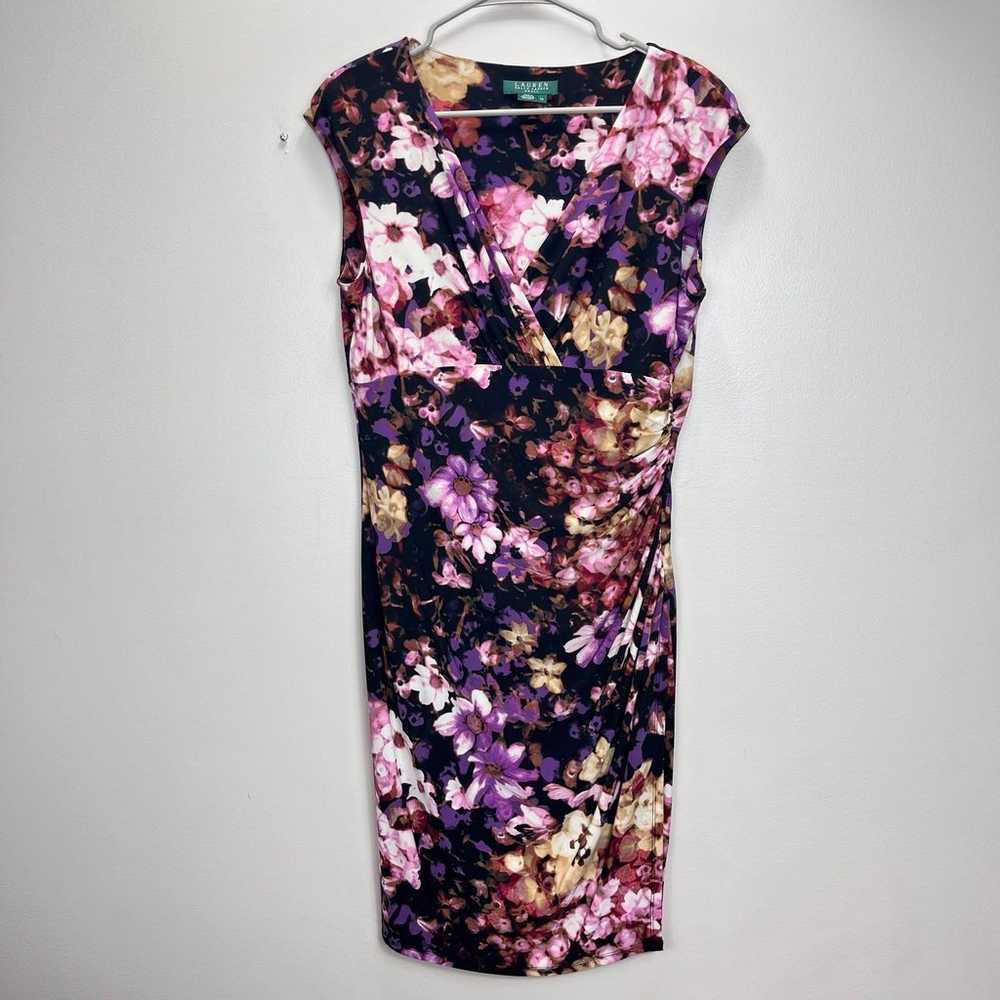 Ralph Lauren Colorful Purple Pink Floral Faux Wra… - image 1