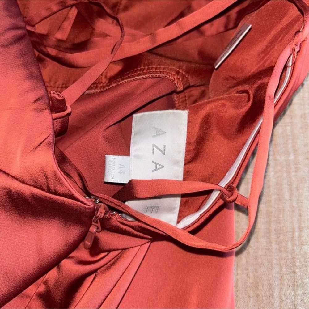 Azazie Stretch Satin Terracotta Dress Size 4 - image 4