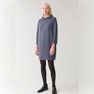 COS Stand-up Collar Blue Shift Dress Size 4 - image 1