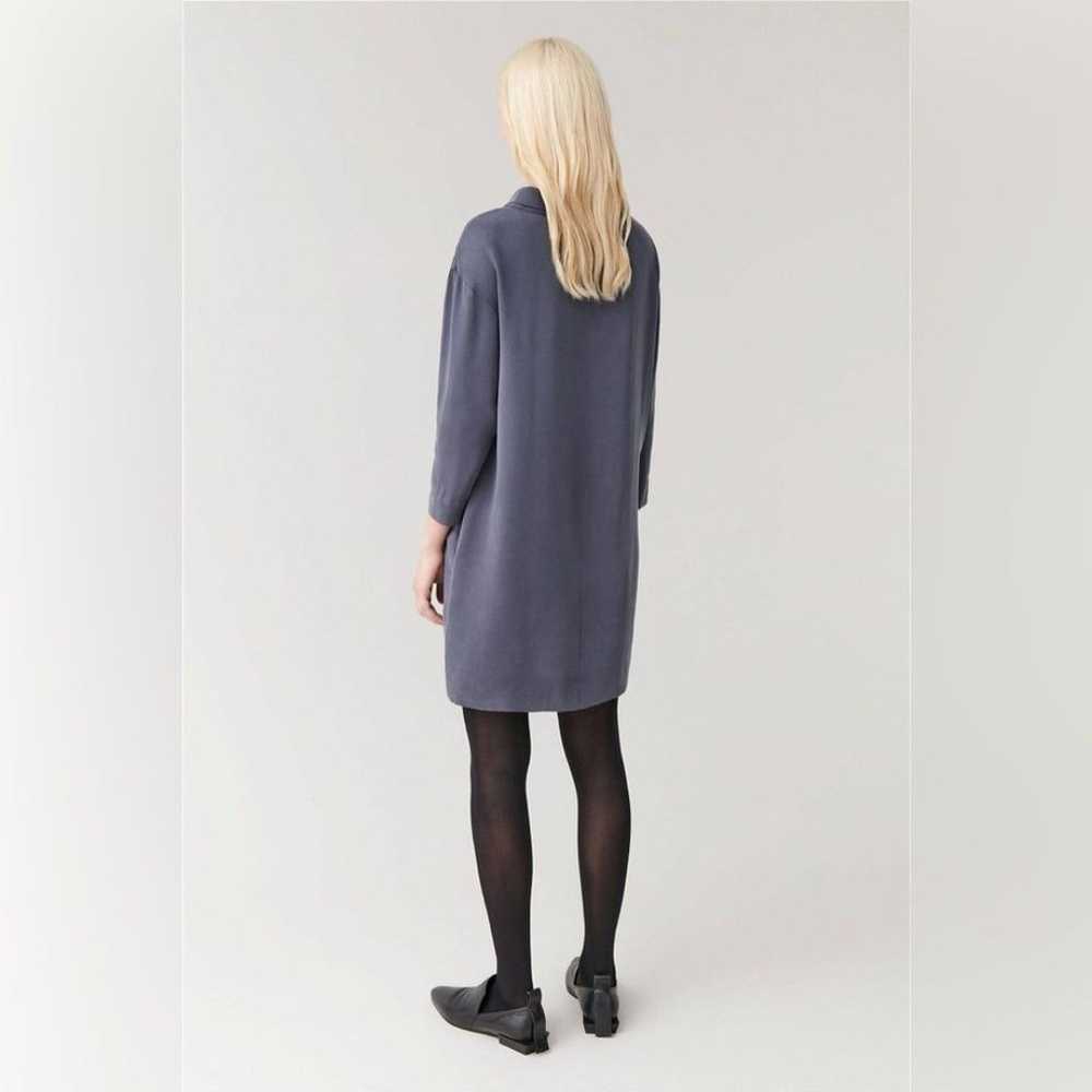 COS Stand-up Collar Blue Shift Dress Size 4 - image 3