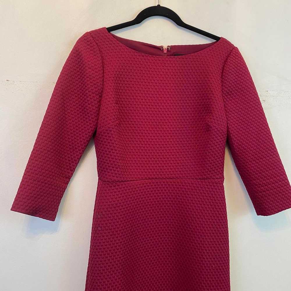 J.Crew burgundy 3/4 sleeve mini a-line dress - image 4