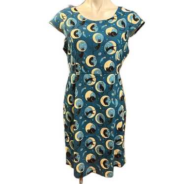 Sm wardrobe black cat moon and stars print blue dr