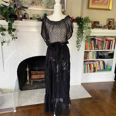 Black Southern Gothic Witchy Sheer Dress - image 1