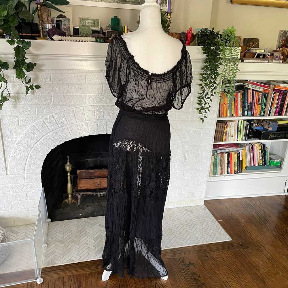 Black Southern Gothic Witchy Sheer Dress - image 4