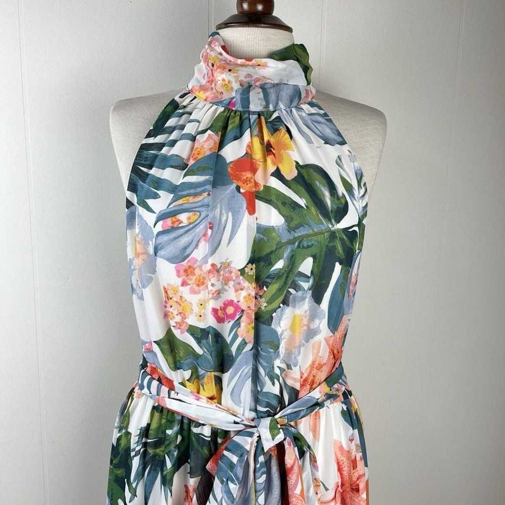 Eliza J Midi Dress Multi Floral Print Halter Styl… - image 2