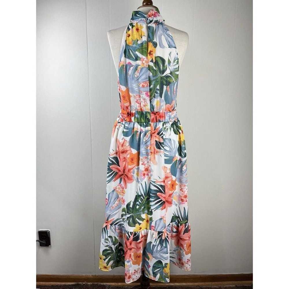 Eliza J Midi Dress Multi Floral Print Halter Styl… - image 5