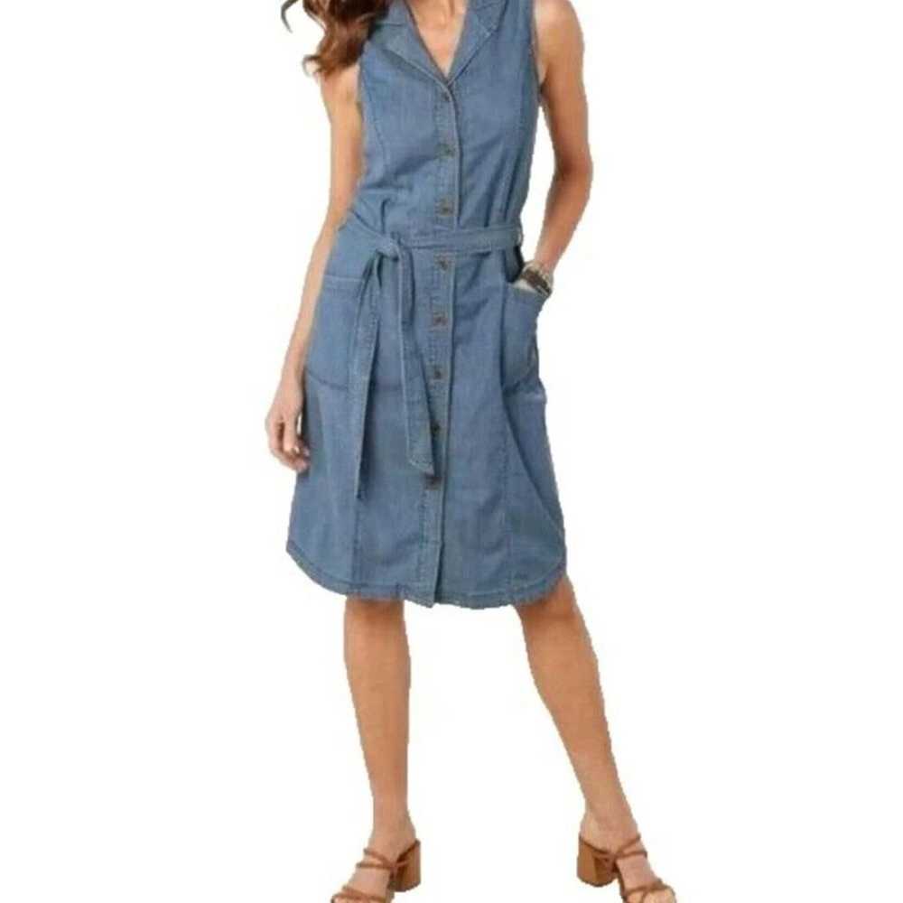 Soft Surroundings XL soft button down jean dress … - image 1