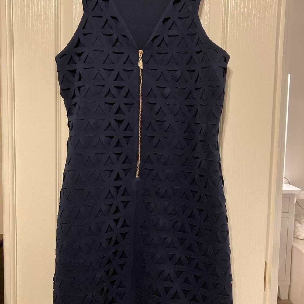 LILLY PULITZER dress size M, navy blue with lazer… - image 2