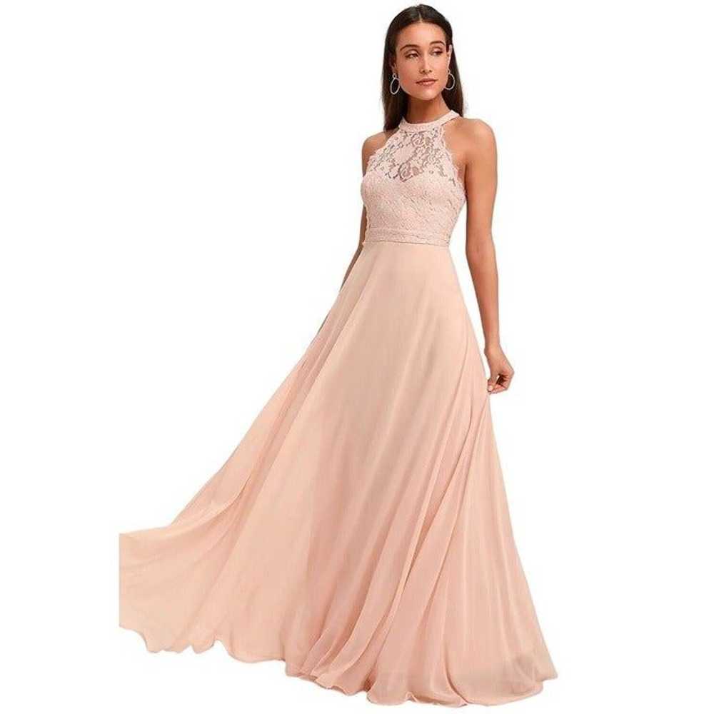 Lulus Dance All Evening Lace Maxi Dress Blush Pin… - image 1