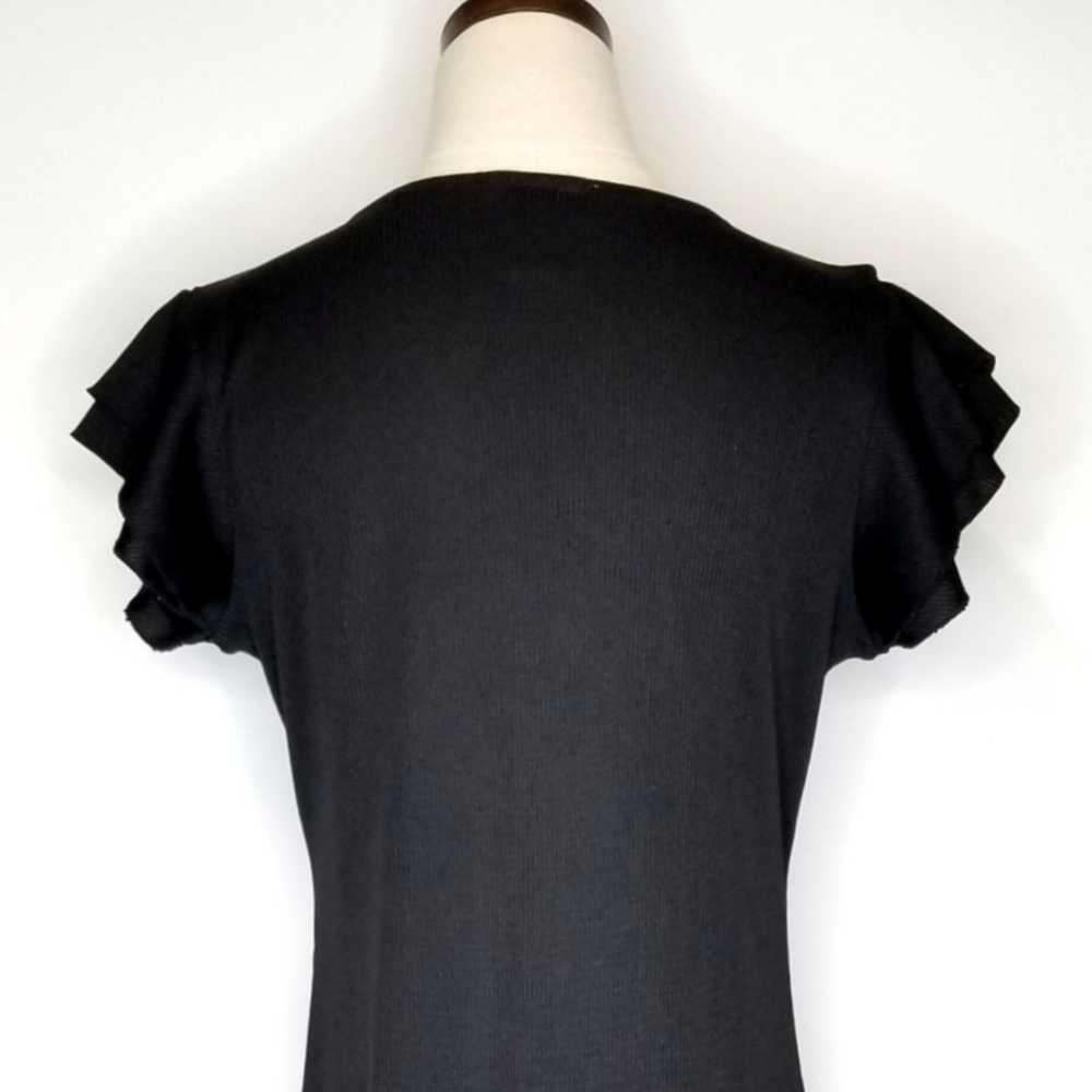 NYC Active Black Keyhole Neck Fluttered Sleeve Ri… - image 7