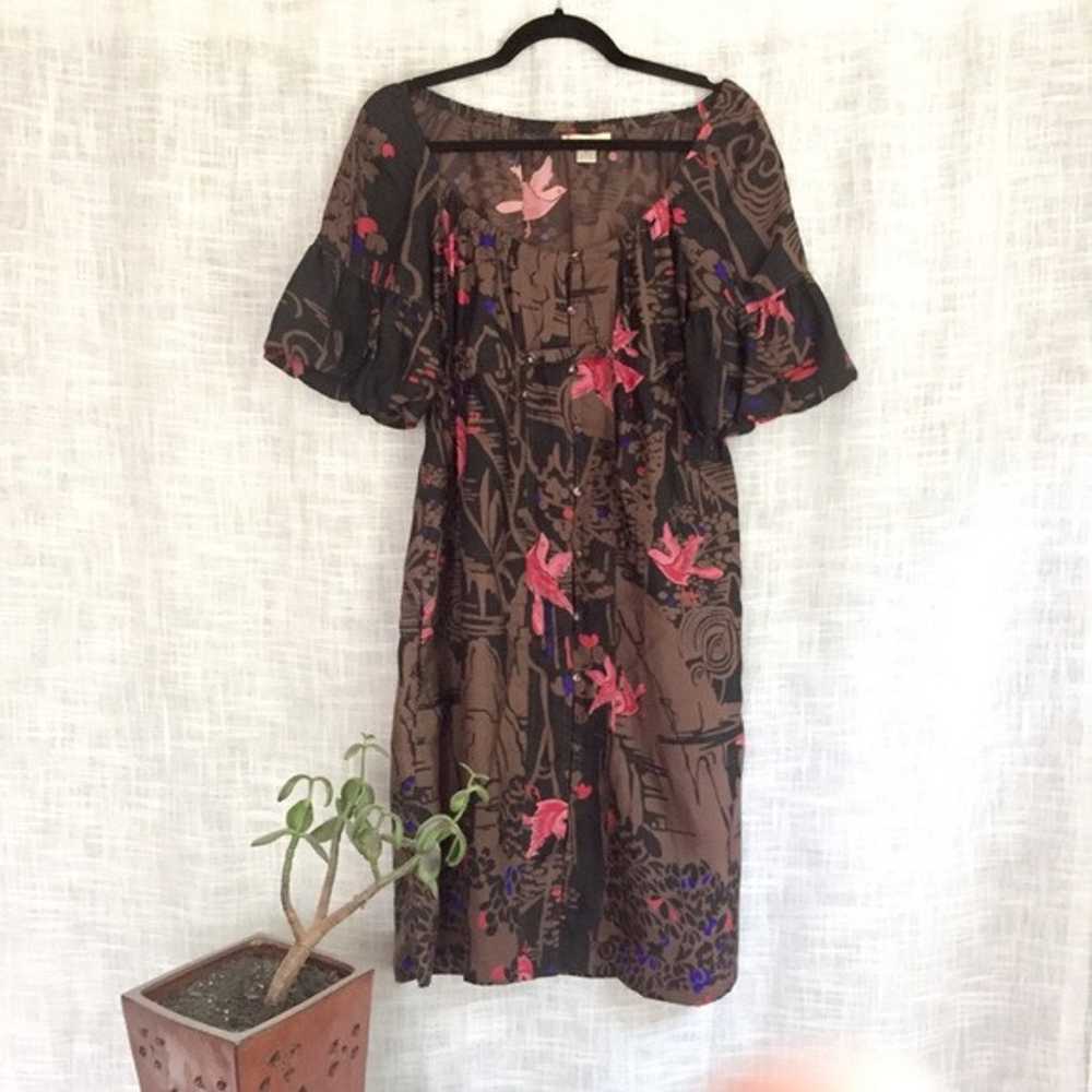 Harkham Silk Bird Print Dress w POCKETS - image 1