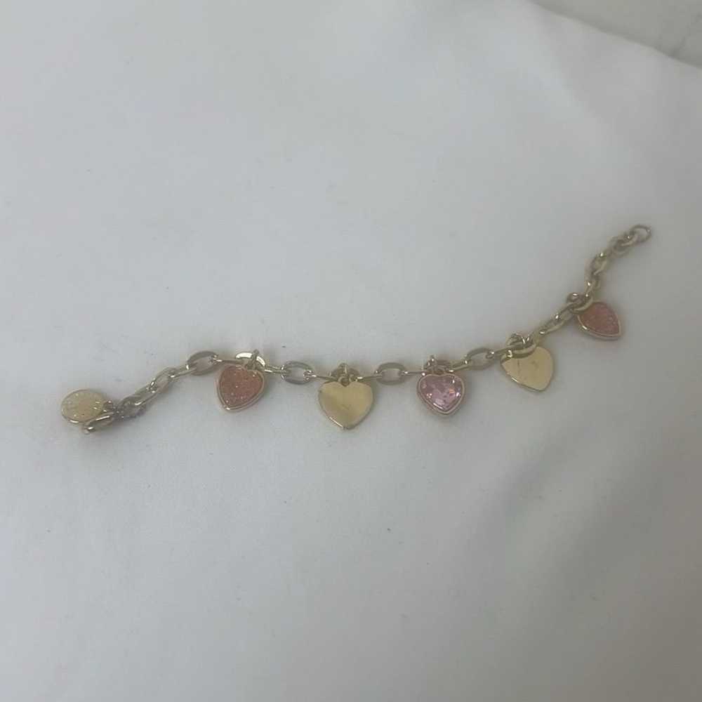 Liz Claiborne heart Charm Gold Bracelet OS - image 7