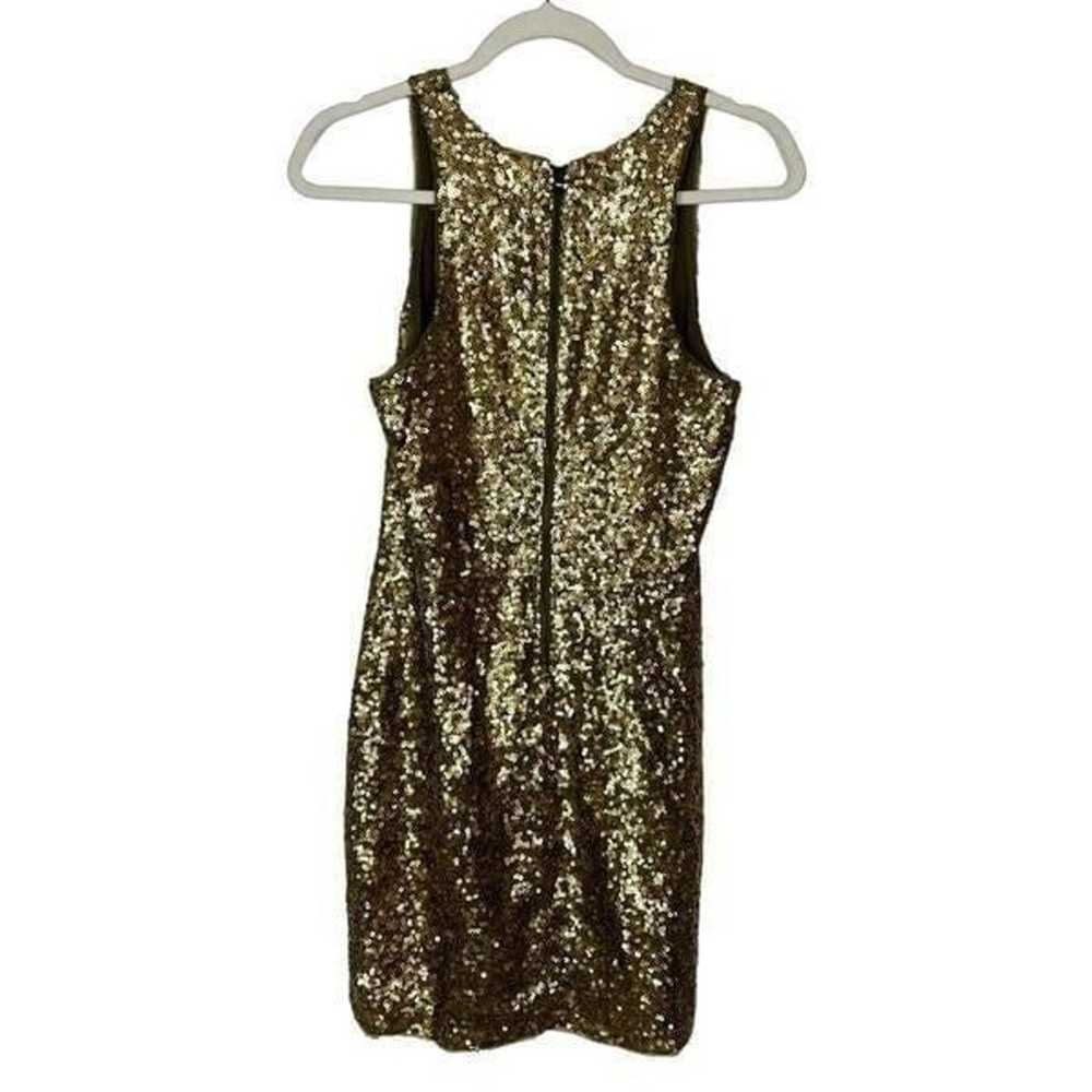 Alice & Olivia Gold Olive Sequin Silk Sparkly Min… - image 3