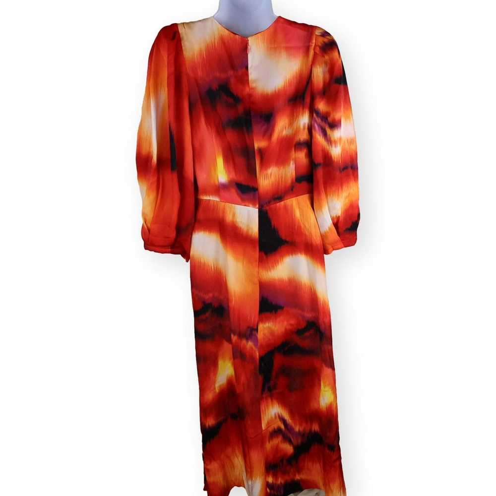 DKNY Womens Printed Puff Sleeves Midi Dress M - image 5