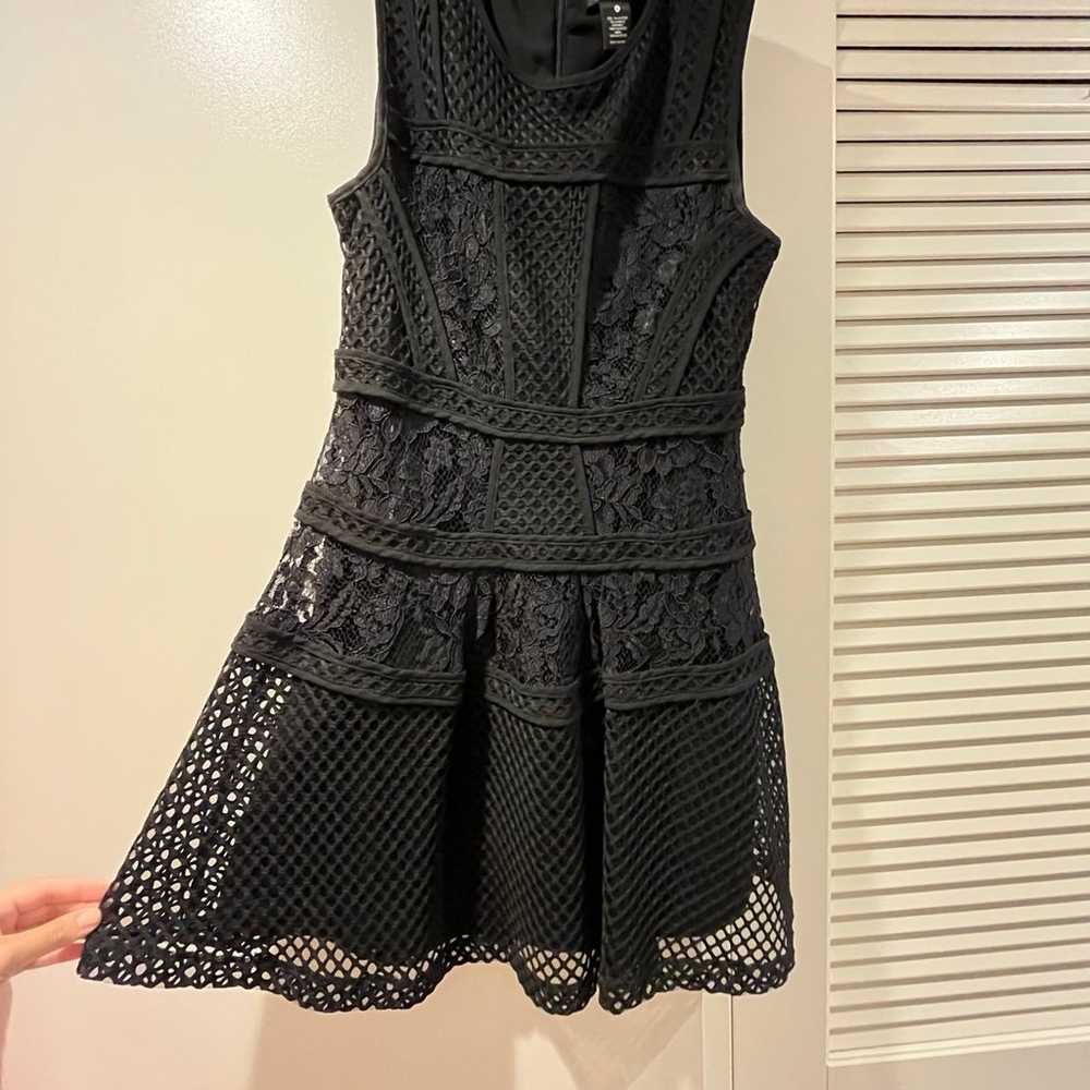 Black Lace mesh Fit-and-Flare Dress - image 2