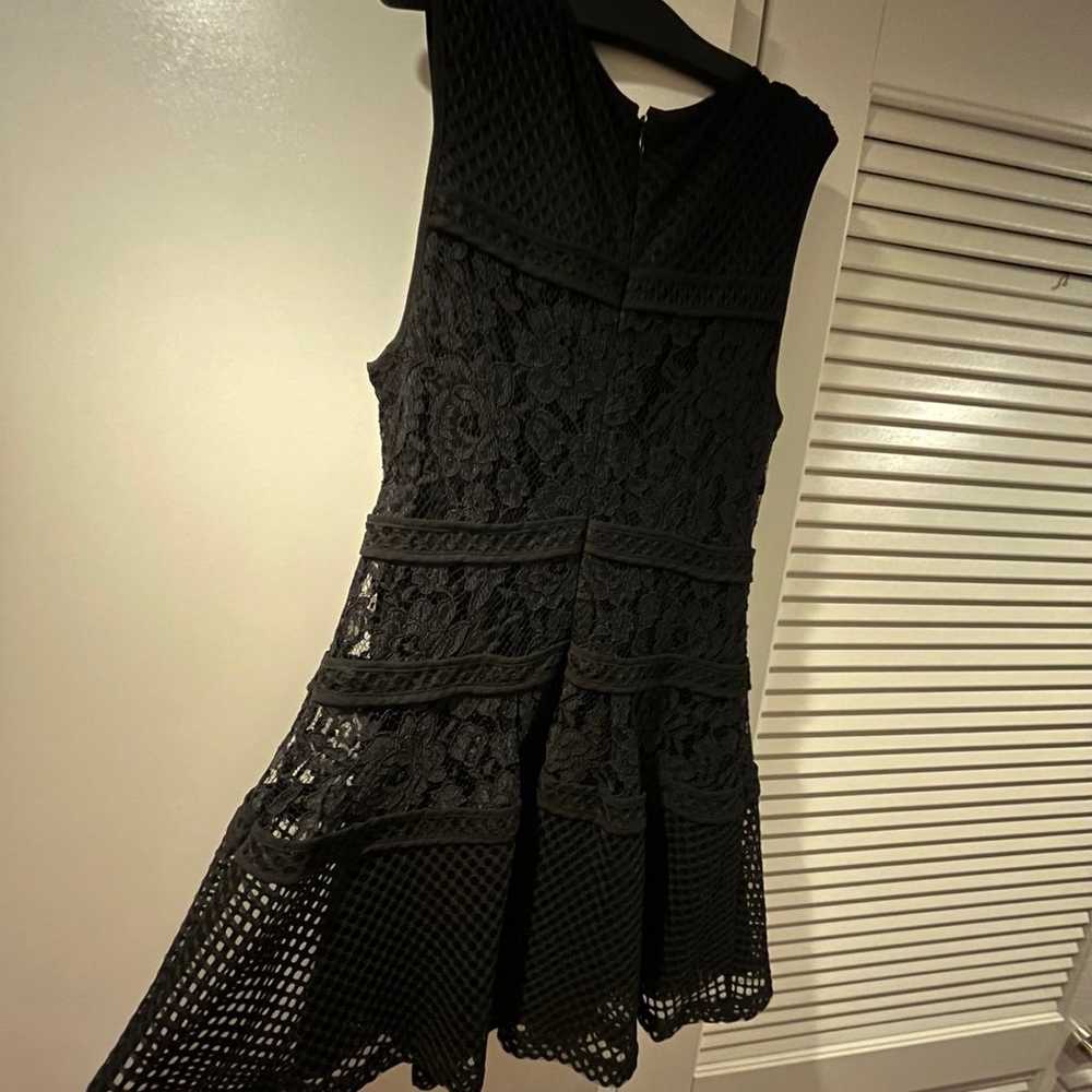 Black Lace mesh Fit-and-Flare Dress - image 4