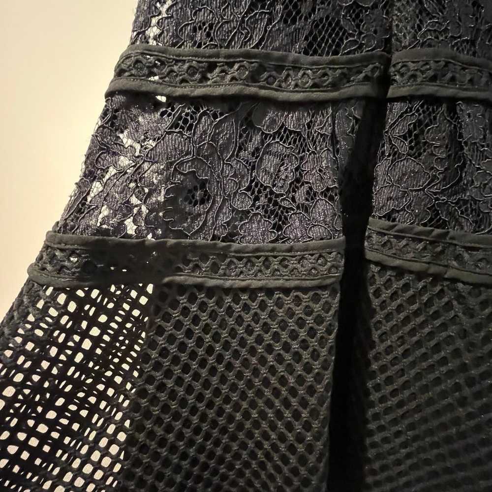 Black Lace mesh Fit-and-Flare Dress - image 5