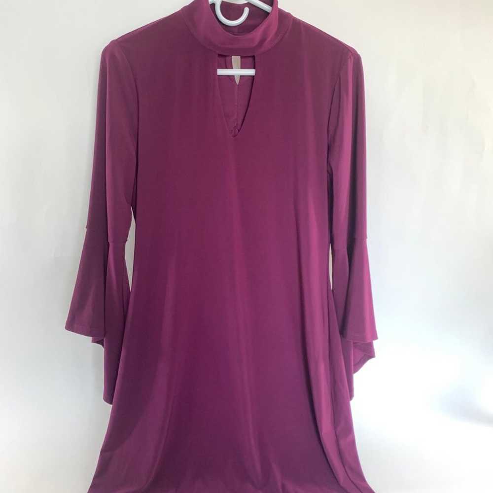 WHBM Mock-Neck Knit Shift Bell Sleeve Dress Size … - image 4