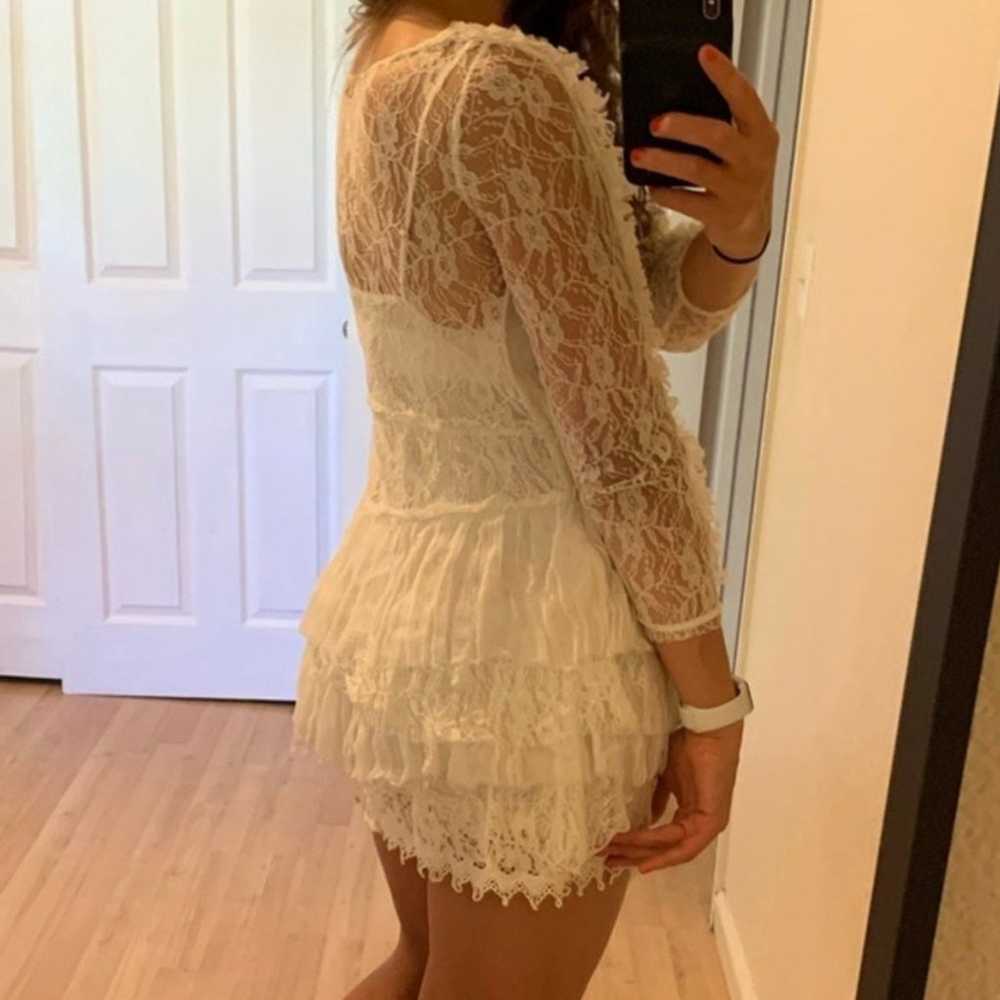 Free People Sheer White Lace Tiered Lace Up Long … - image 7