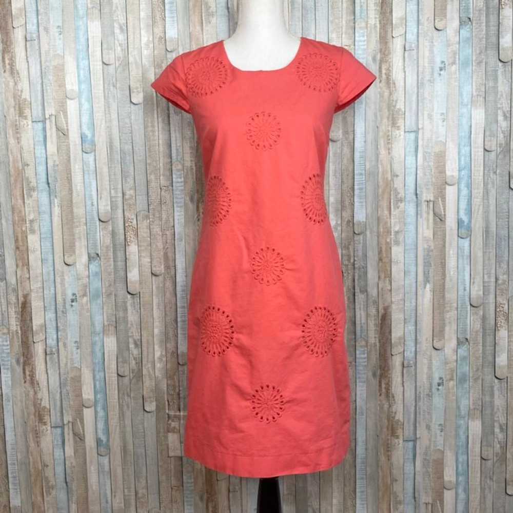 Boden 4 Coral Pink Fitted Embroidered Eyelet Shif… - image 3