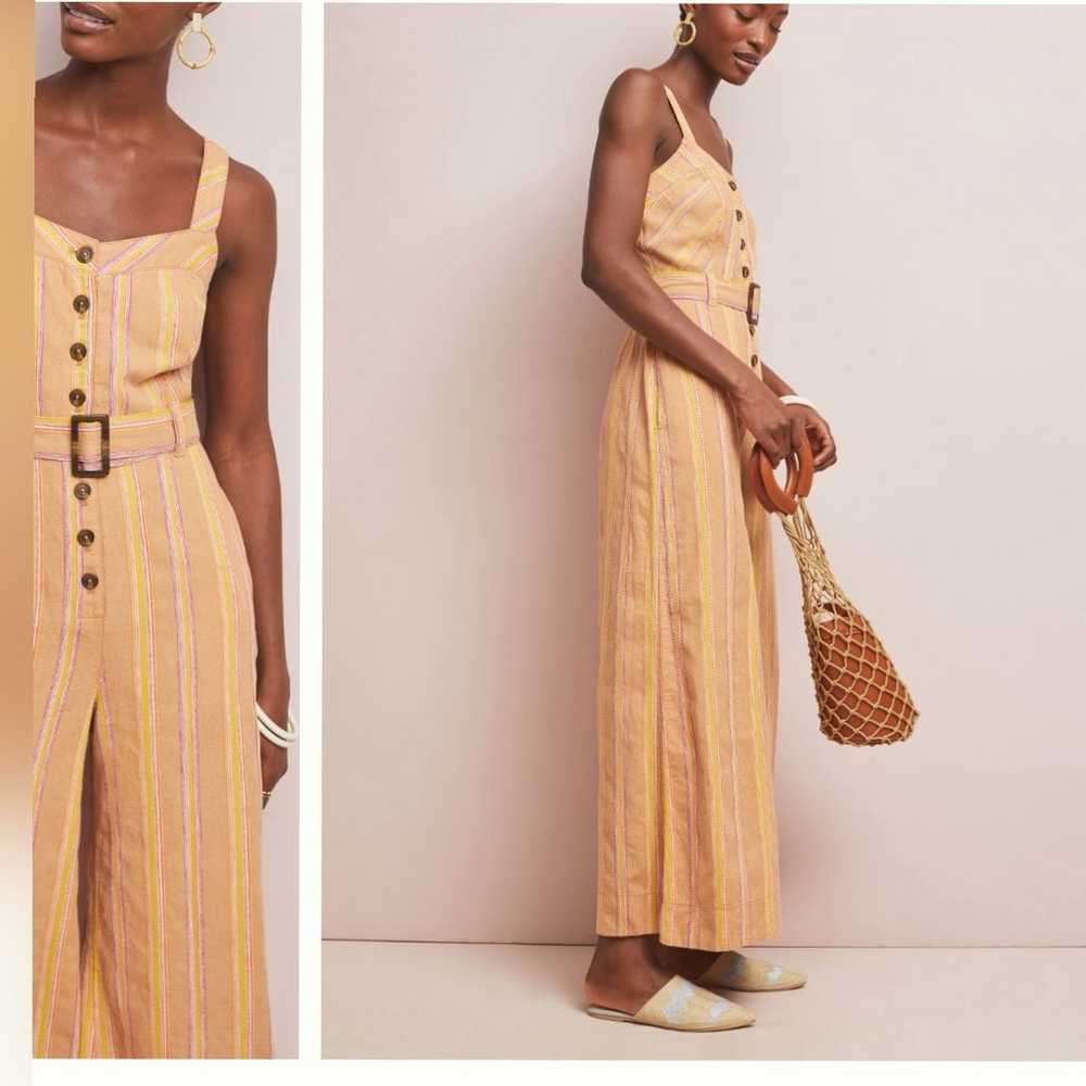 Anthropologie Arlene Linen Jumpsuit in Yellow Mot… - image 4