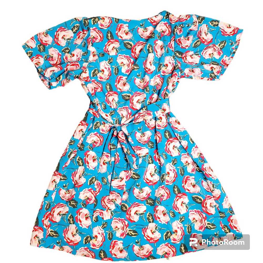 Betsey Johnson Rose print Blue Fit & Flare Dress - image 7